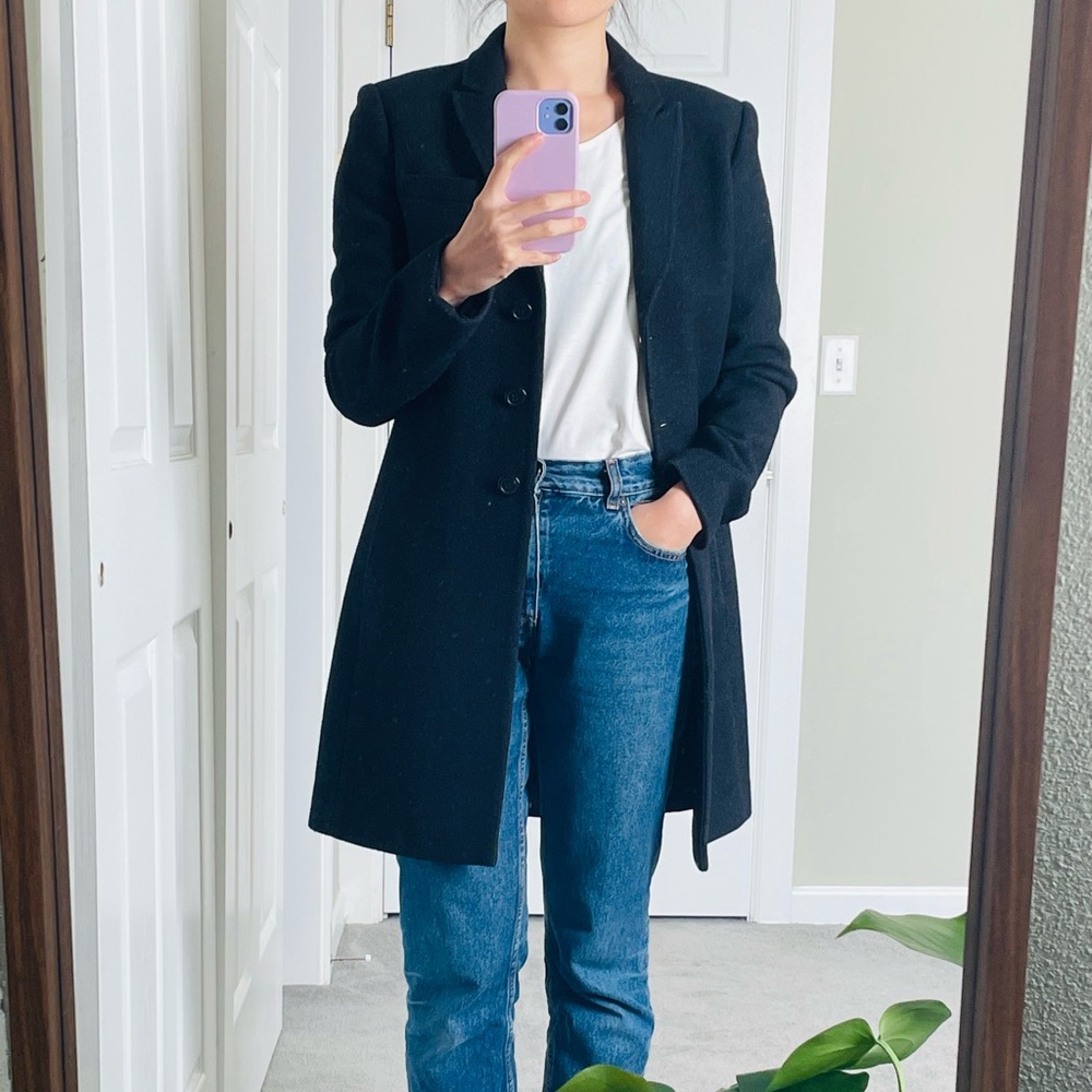 Wool/cashmere Blend Long Coat Double Layer in Black